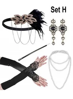 20er Charleston Accessoire Set Mit Schmuck Gold -Halloween-Cosplay Verkaufsgeschäft 172 951 x pic5