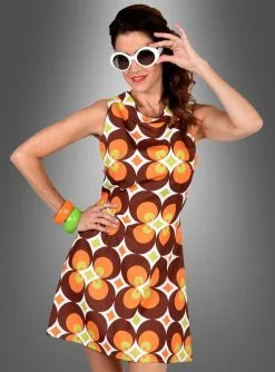 Halloween-Cosplay Verkaufsgeschäft 28 70er Retrokleid Damen Braun-orange
