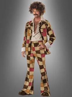 70er Disco Zuhälter Patchworkanzug Mit Bart
