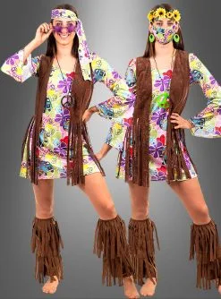 Hippie Blumenkleid Mit Fransenweste